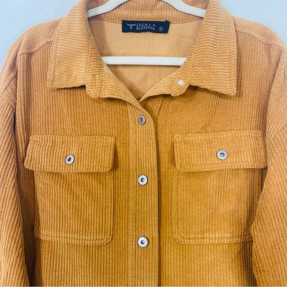Corduroy Shacket Jacket Caramel Tan Oversized Western Boho Coastal Cowgirl small - Picture 7 of 9